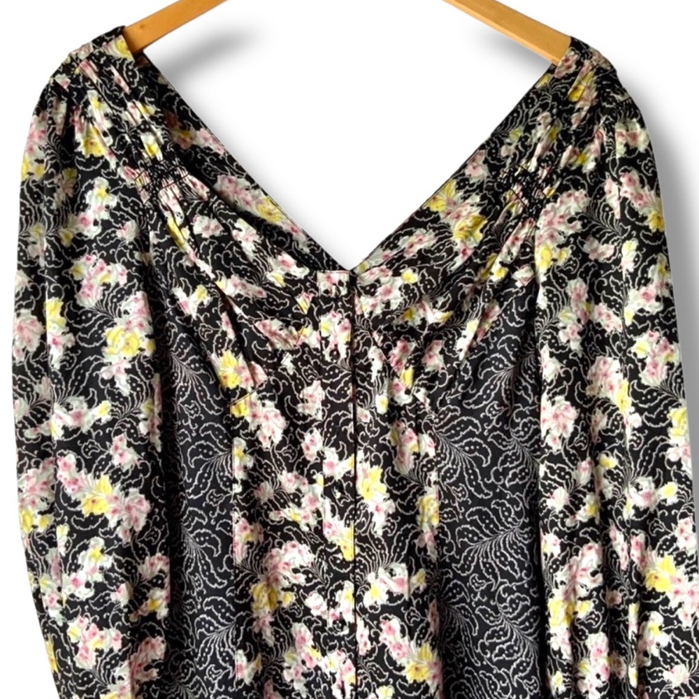 CINQ à SEPT Midi Jessica Dress Multicolor Floral Print Black Pink Size 0 - Picture 7 of 15